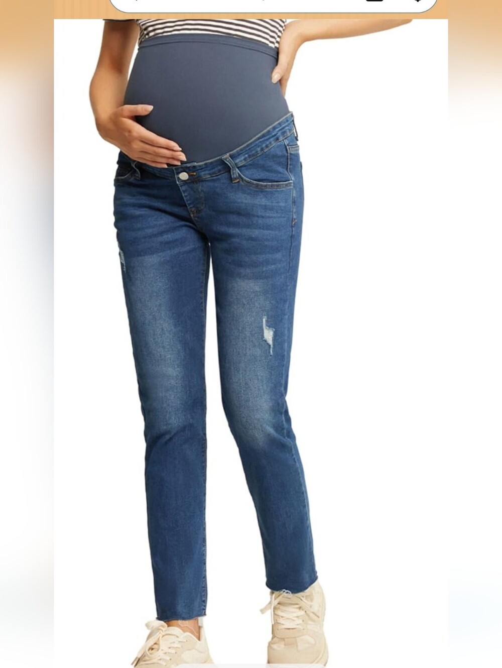 Women's Maternity Jeans Straight Leg Anti-Slip Comfy Cute Pants Over The Belly